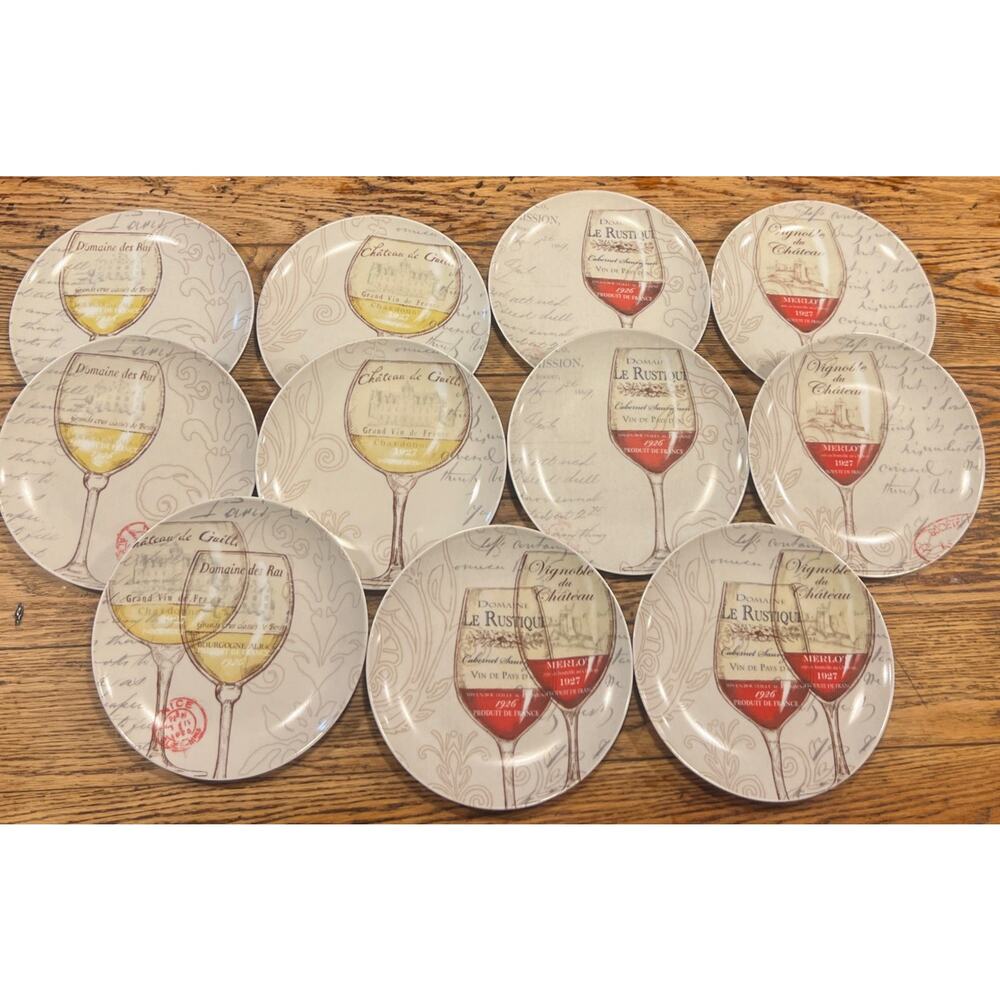 Set of 6 Designs ~ 11 Prima "FRENCH WINE" 8.5” Salad / Dinner Plates GORGEOUS!